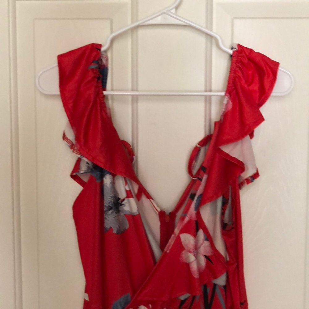 Red floral jumpsuit